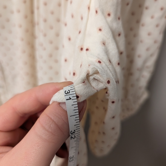 Zara Cream Mini Dress Tiered Ruffle Cottagecore Baby doll Polka Dot Cotton Large - Picture 5 of 7